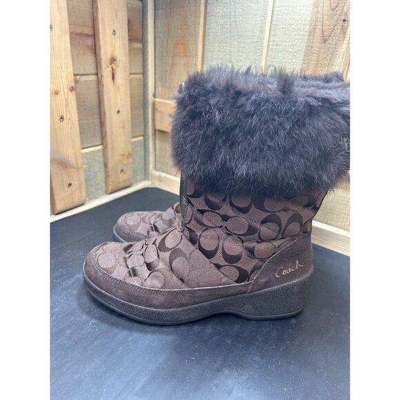 Coach Faith Brown Signature Fur-Lined Winter Boots Womens Size 8.5 - Picture 5 of 10